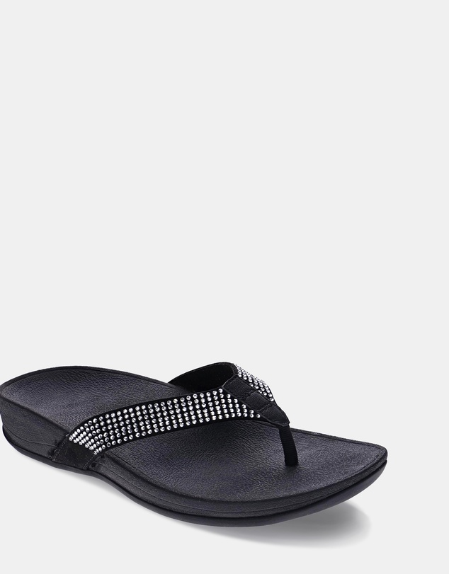 Mia Vita - Allora Toe Post Sandal - Black Rhinestone