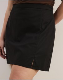 Atmos&Here Curvy - Sage Cotton Linen Blend Mini Skirt