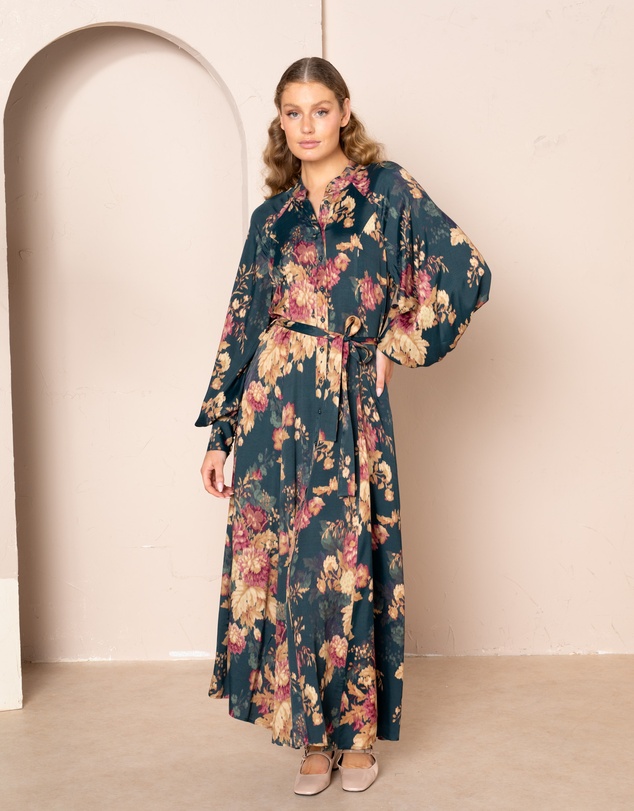 chinese dress ladies Montebello Puff Sleeve Maxi Dress Floral Pink/Orange– Selfie Leslie  Australia
