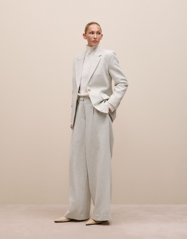 Trenery - Italian Wool Blend Single Breasted Blazer in Light Grey Marle