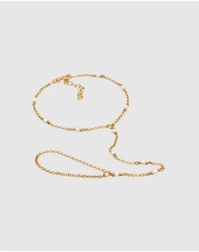 Elli Jewelry - Shell Pearl Hand Chain in Gold-Plated 925 Silver