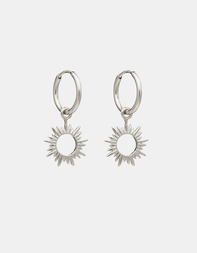 Rachel Jackson - Eternal Sun Mini Hoop Earrings Silver