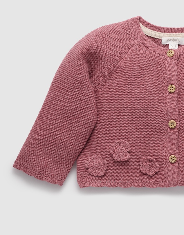 Purebaby - Crochet Flower Cardigan -Kids-Babies