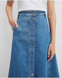 Country Road - A-line Denim Midi Skirt