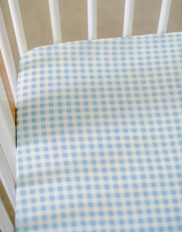 Kynd Baby - Fitted Cot Sheet in Blue Gingham