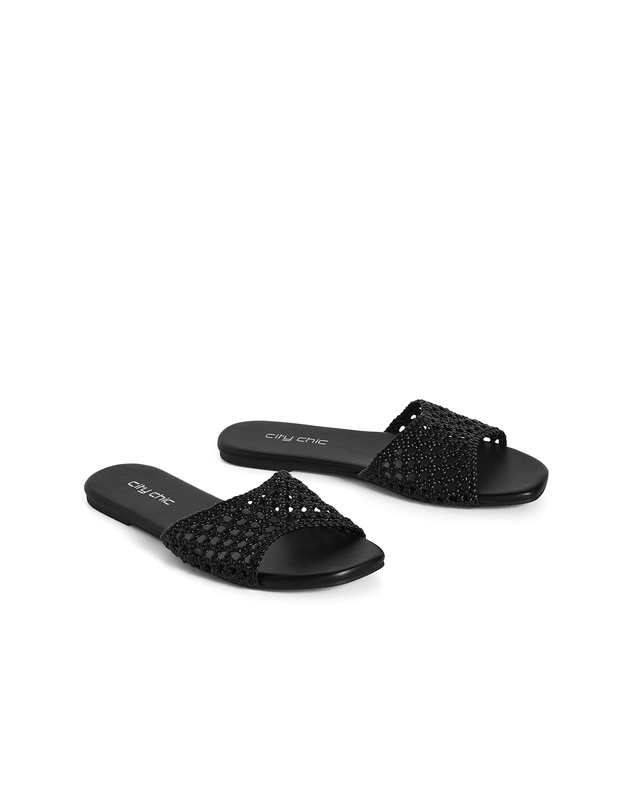 City Chic - Wide Fit Weave Flat Slide