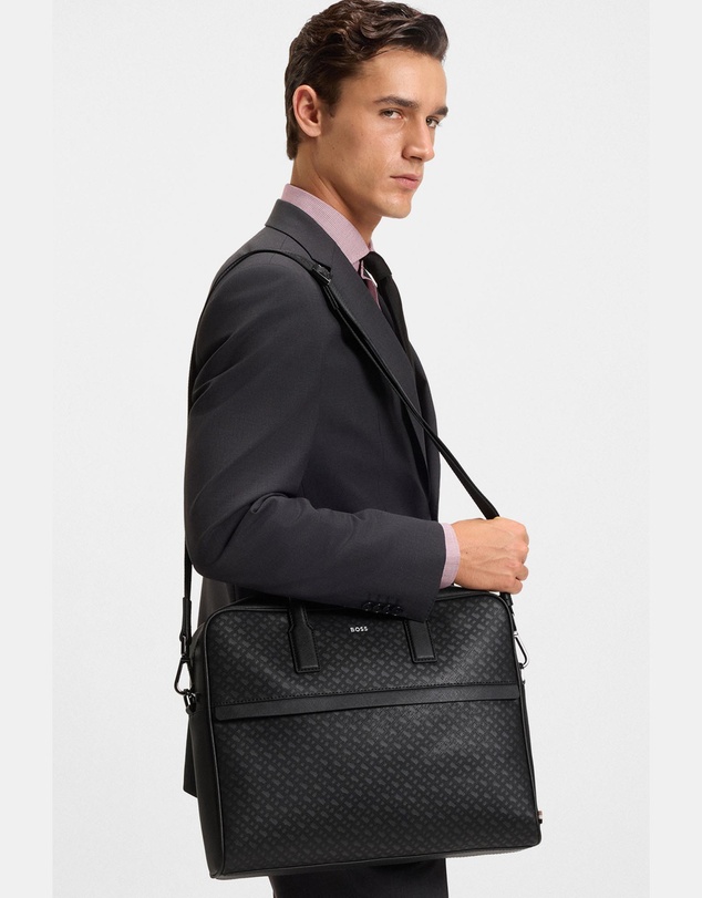 BOSS - Zair Foil-Embossed Logo Monogram Document Case