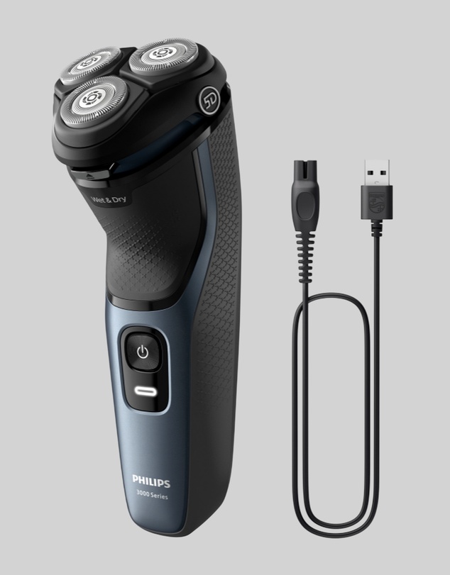 Philips - Philips Shaver Series 3000, 5D Pivot & Flex Heads, Wet & Dry, Pop-Up Trimmer, Anti-corrosion Deep Blue