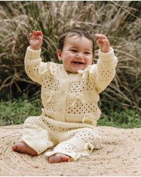Kynd Baby - Knit Bow Cardigan in Ivory