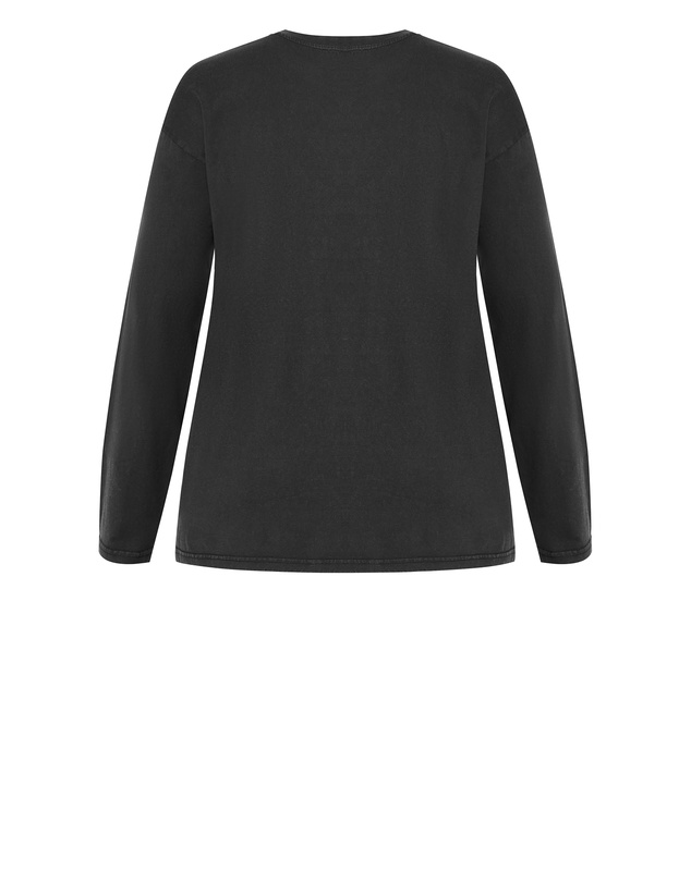 City Chic - Plus size Venice Beach Long Sleeve Tee - black