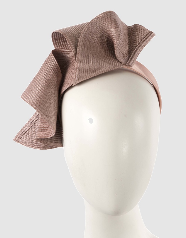 Max Alexander - Large Wavy Taupe Racing Fascinator