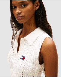 Tommy Jeans - Garmentdye Cable Polo Sweater