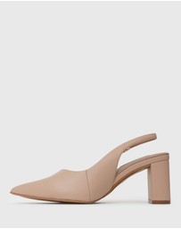 Betts - Flounce Block Heel Slingback Pumps