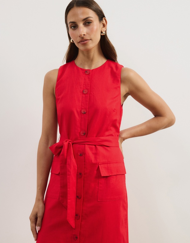 Atmos&Here - Hailey Linen Blend Midi Dress
