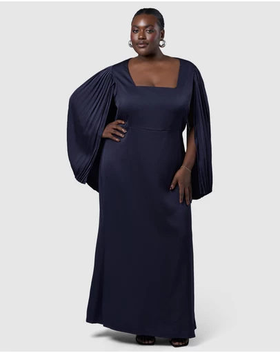 Pink Dusk by Curve Project - Sultry Satin Cape Dress