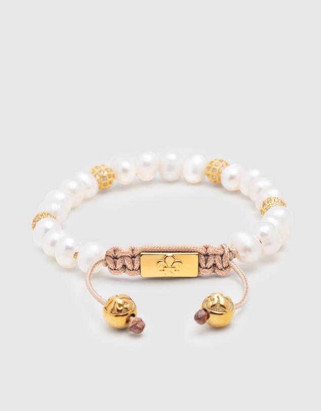 Nialaya Jewellery - Women's Beaded Bracelet with Pearl and Gold