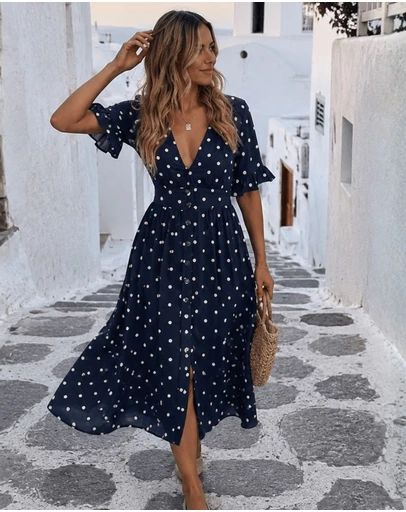 Esther & Co - Orrin Dress - Navy Spot