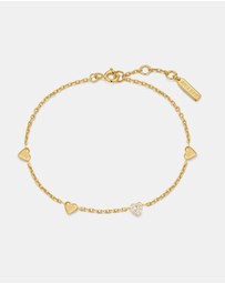 Ania Haie - Ania Haie Gold Pave Puffed Heart Station Bracelet