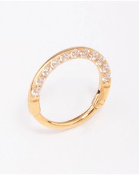 Lovisa - Gold Plated Cubic Zirconia Clicker Earrings 7mm
