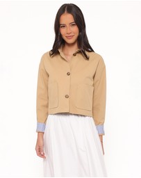 Petal & Pup - Mattie Cropped Trucker Jacket - Taupe