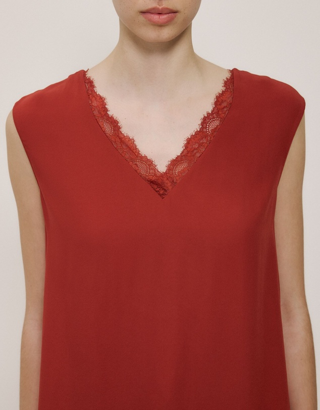 Trenery - Lace Detail Tank in Russet