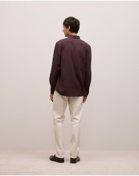 Trenery - Brushed Cotton Melange Shirt in Fudge