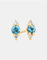 Michael Hill - London Blue Topaz and Diamond Stud Earrings in 10kt Yellow Gold
