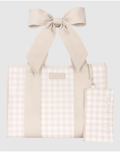 Case-Mate - Case-Mate Latte Gingham Bow Tote w/ Phone Pouch