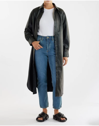 Amelius - Bolt Vegan Leather Shirt Dress