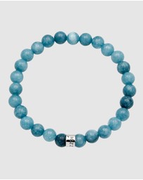 Kuzzoi - ICONIC EXCLUSIVE - Bracelet Male Agate Aquamarine Beads 925 Sterling Silver
