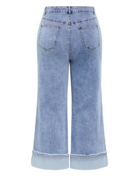 City Chic - Plus size Harley Fit Turn Up Wide Leg Crop Jean - light wash