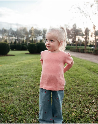 Purebaby - Embroidered Wide Leg Jeans-Kids-Babies