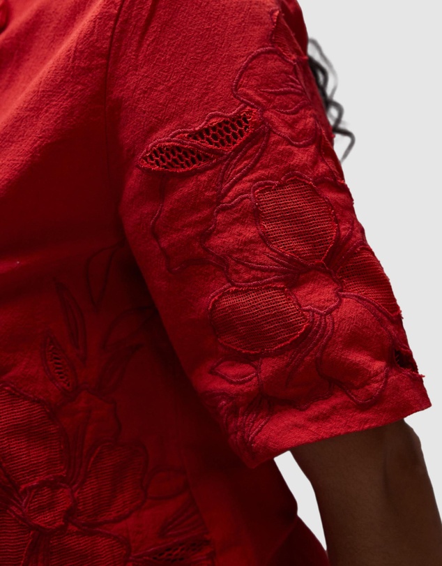 TOPSHOP - Co-Ord Cutwork Crop Shirt