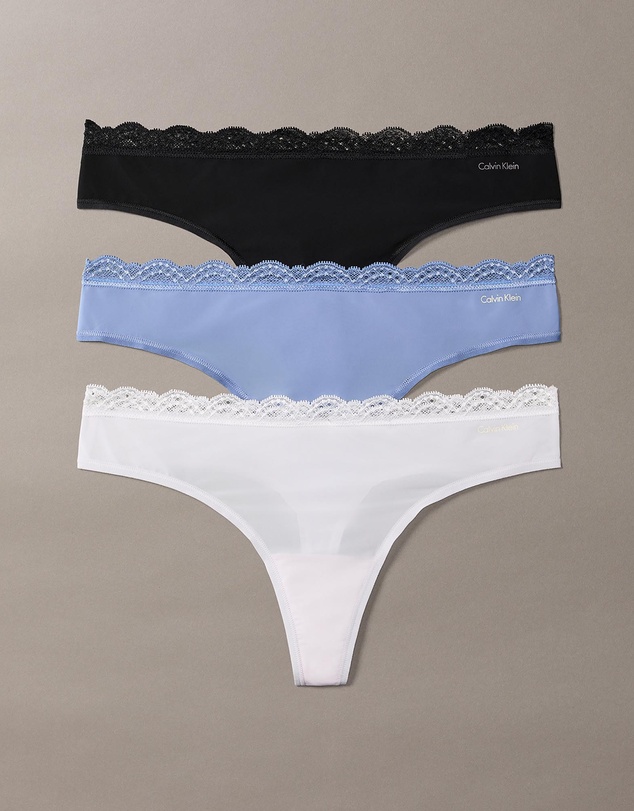 Calvin Klein - 3-Pack Micro Stretch With Lace Thongs