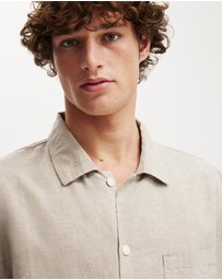 Cotton On - Eli Linen Blend Short Sleeve Shirt