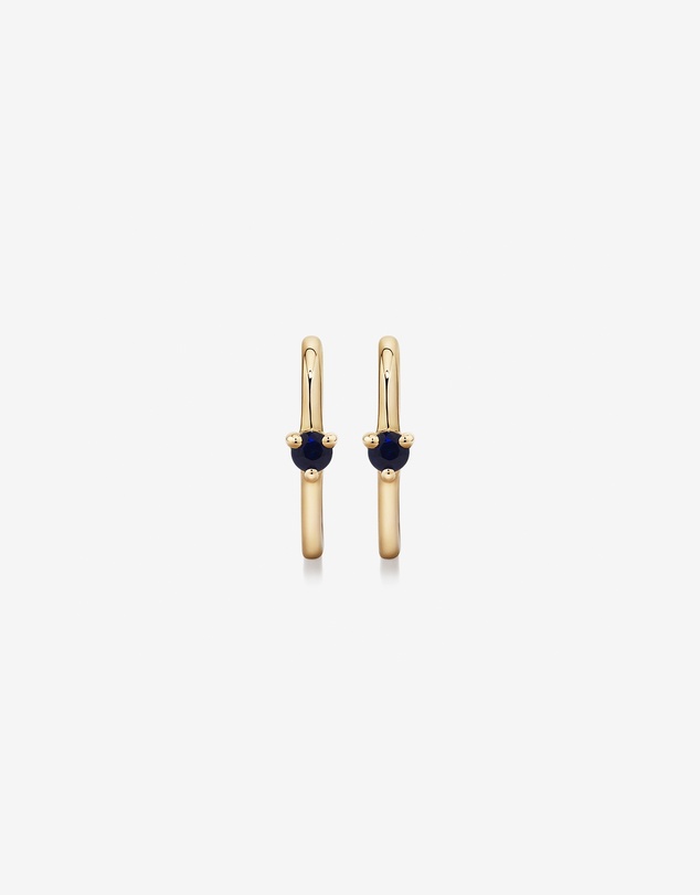 Michael Hill - Blue Sapphire Gemstone Accent Sleeper Earrings in 10kt Yellow Gold