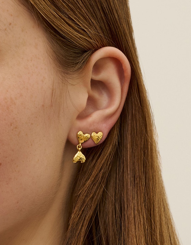 Ottoman Hands - Hammered Heart Stud Earrings