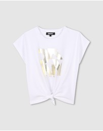 DKNY - Glossy Logo Short Sleeve T-Shirt - Kids-Teens