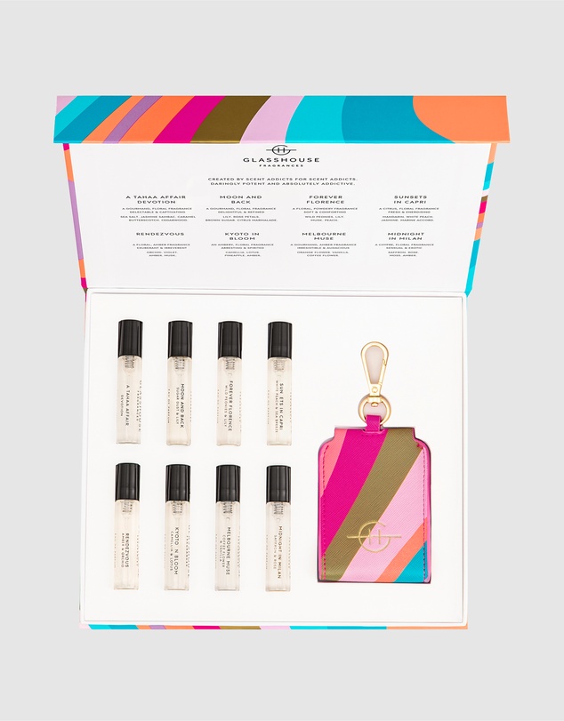 Glasshouse Fragrances - Fragrance Library 8 x 5mL Eau De Parfums & Travel Case Keyring