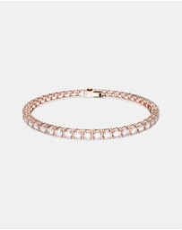 Swarovski - Matrix Tennis bracelet, Round cut, White, Rose gold-tone plated