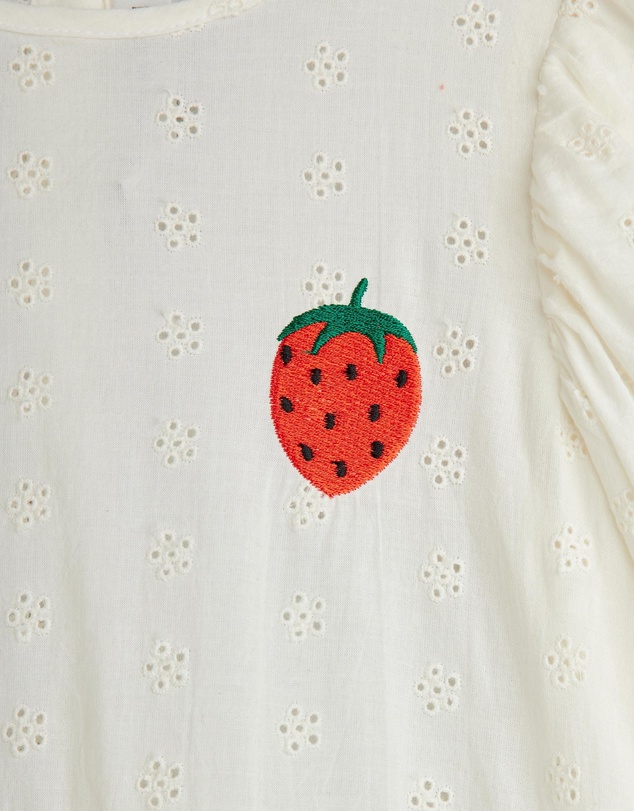 Mini Rodini - Strawberry Embroidered Schiffli Woven Dress - Babies-Kids