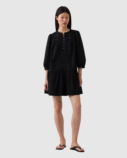 GAP - LS Mini Lace Insert Henley Dress
