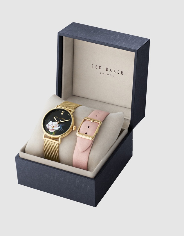 Ted Baker - Phylipa Floral Gold-Tone Watch and Strap Gift Set