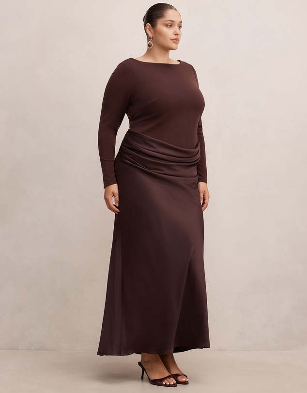 Forever New Curve - Briella Curve Boat Neck Draped Maxi Dress