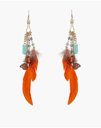 Lovisa - Multicoloured Feather Chain Drop Earrings