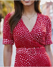Sosandar - Spot Print Ruffle Hem Wrap Dress
