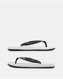 Boomerangz Footwear - Men's White/Black Thongs with arch support and 2 x interchangeable straps