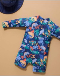 Purebaby - Printed Long Sleeve Sunsuit- Kids-Babies