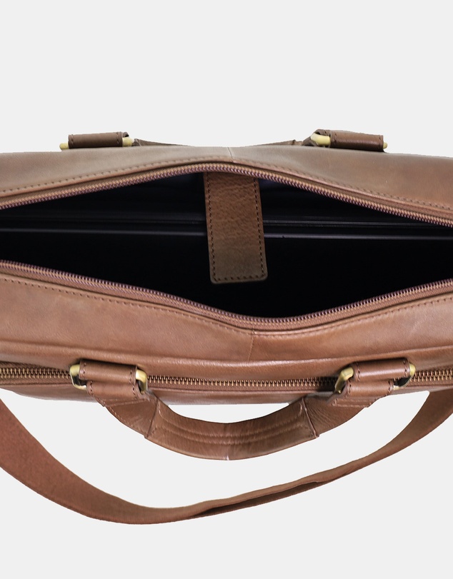 Pierre Cardin - Pierre Cardin Men's Leather Rustic Business/Laptop Bag