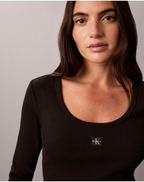 Calvin Klein Jeans - Ribbed Cotton Long Sleeve Top